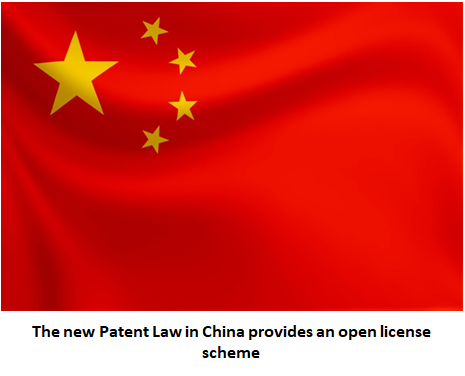open license scheme in china, the new patent law in china, patent license in China